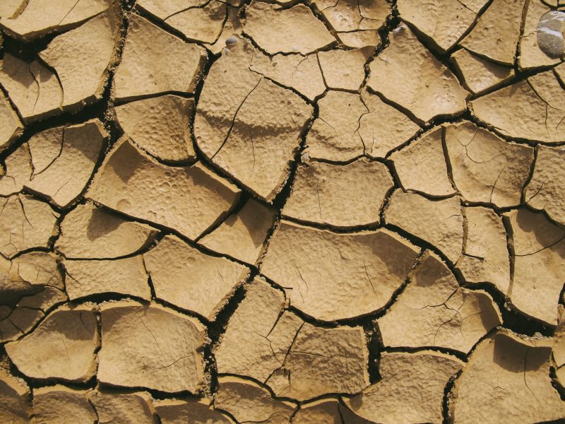 Tierra seca y fraccionada por la falta de agua